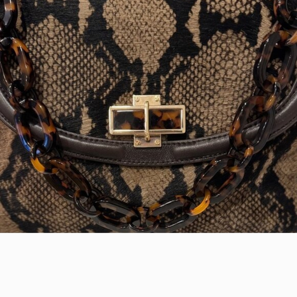 Tory Burch Black and Brown Snake Print Shoulder Bag - Picture 2 of 3